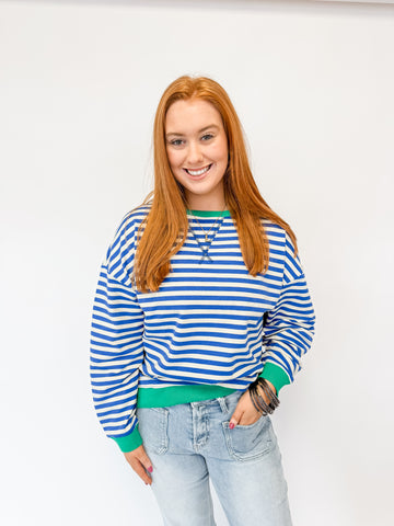 Blue Ivory Striped Top