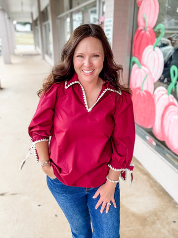 Cranberry Ribbon Blouse
