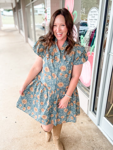 Golden Meadow Ruffle Dress