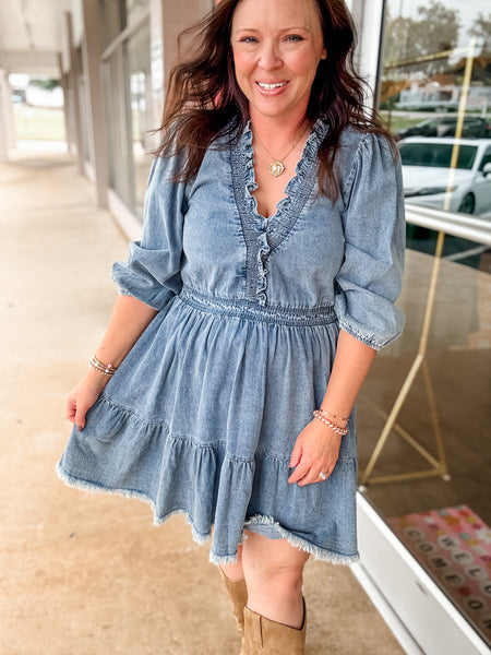 Prairie Rose Denim Dress