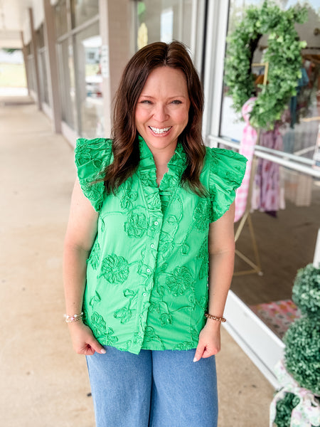 Green Embroidered Top