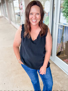 Vneck Black Sleeveless Top