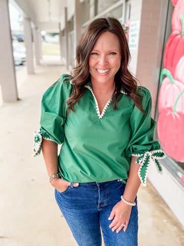 Emerald Ribbon Blouse