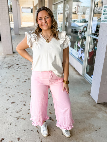 Blush Petal Ruffle Pants