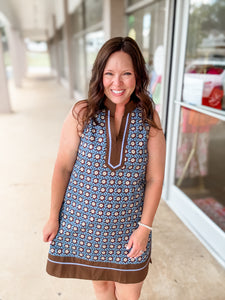 Brown & Blue Vinage Floral Dress