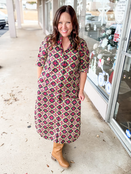 Holly Geometric Midi Dress