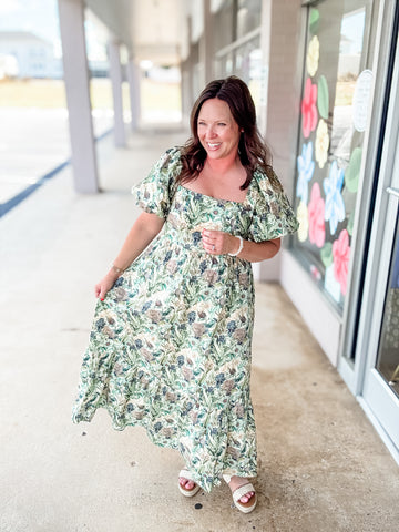 Mint Floral Bow Dress