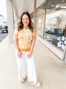 Mustard Print Sweater