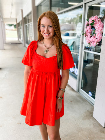 Orange Square Neck Dress