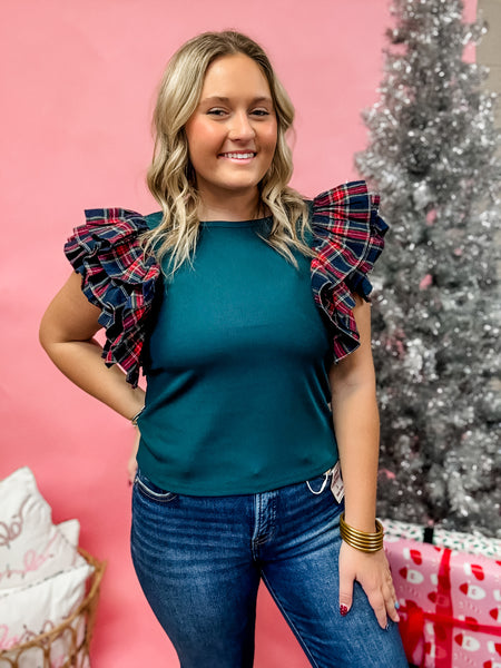 Tartan Ruffle Charm Top