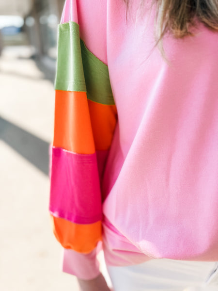 Pink Colorblock Sweatshirt