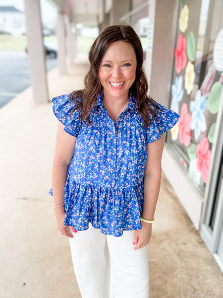 Blue Floral Top