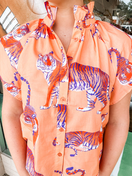 Tiger Poplin Blouse:  Stewart Simmons