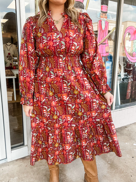 Autumn Garden Midi Dress