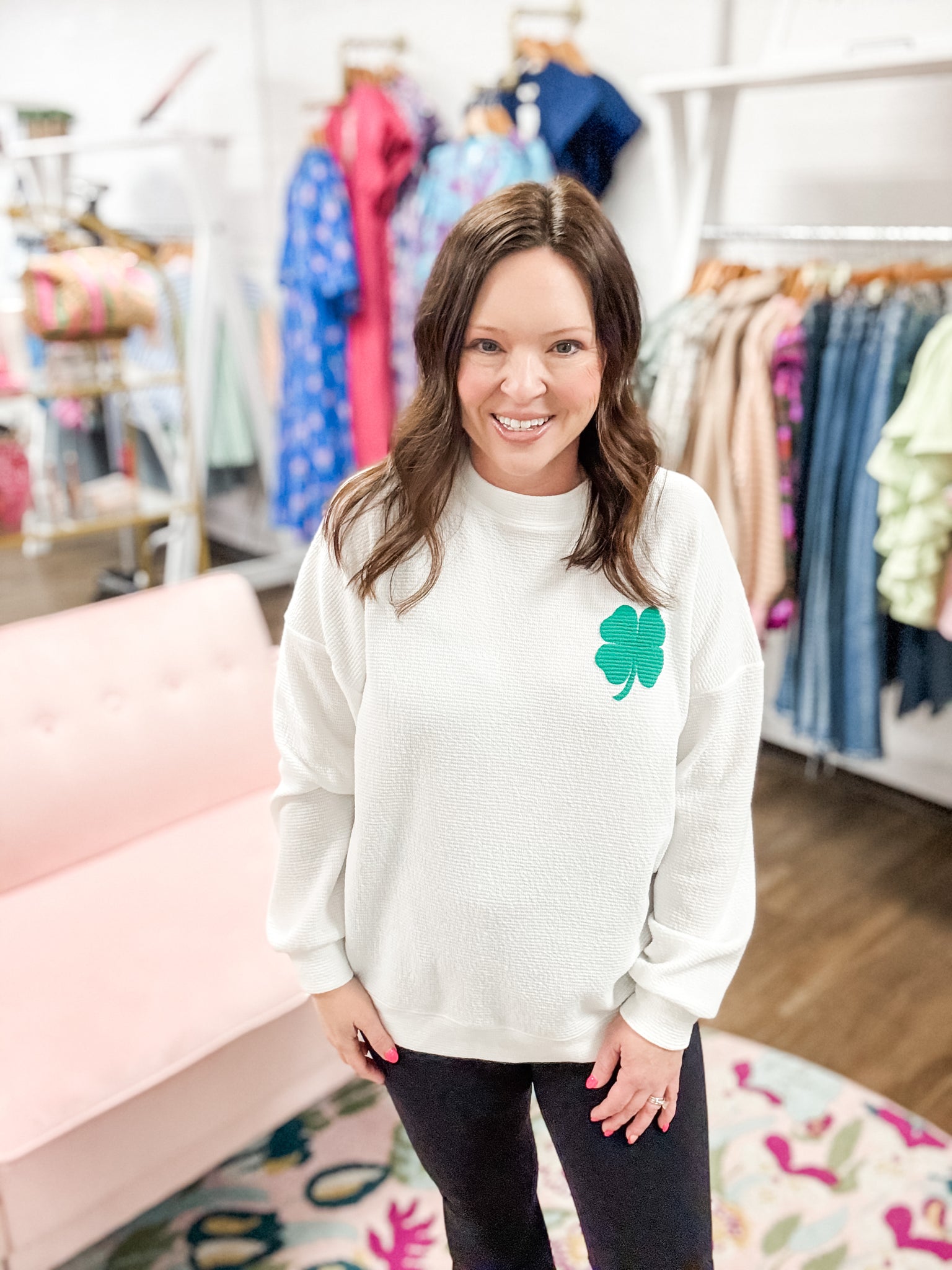 Shamrock Sweatshirt:  white