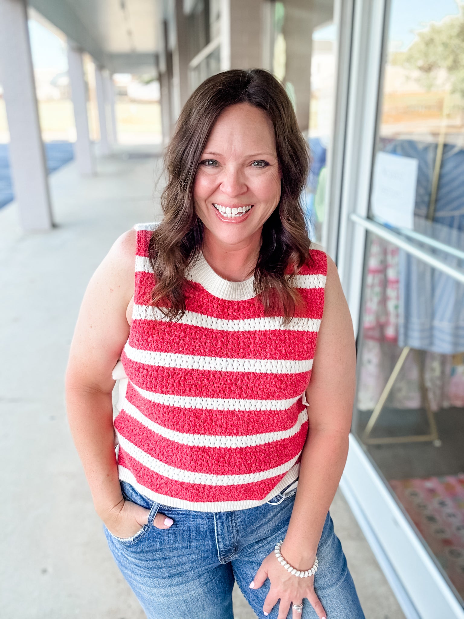 Red Striped Sweater Vest
