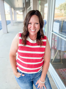 Red Striped Sweater Vest