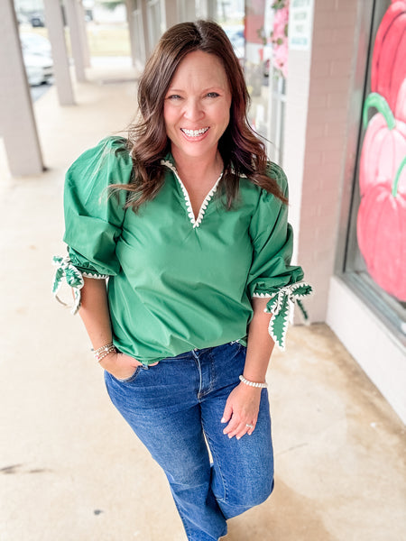 Emerald Ribbon Blouse