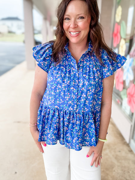 Blue Floral Top