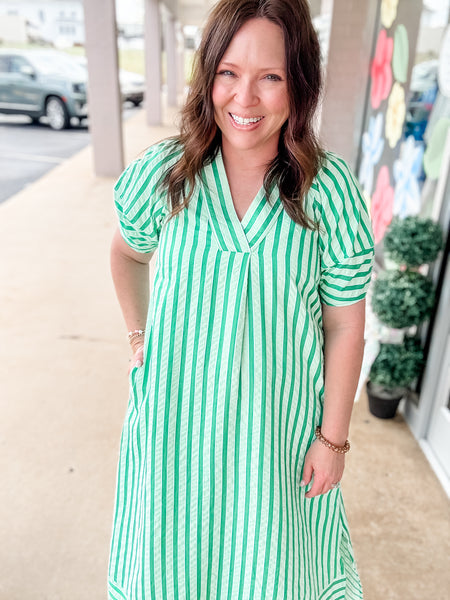 Green Striped Dress