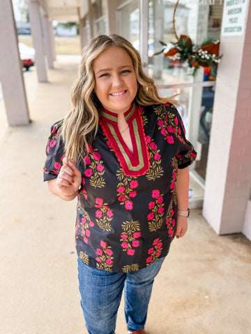 Crimson Meadow Blouse: Plus