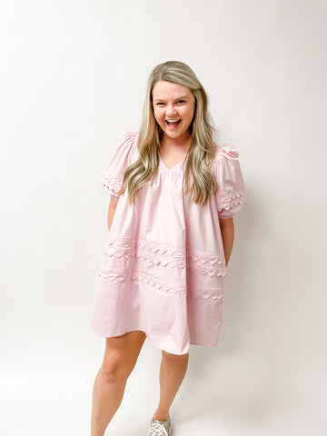 Karlie Pink Scallop Dress