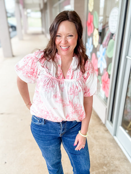 Pink Toile Top