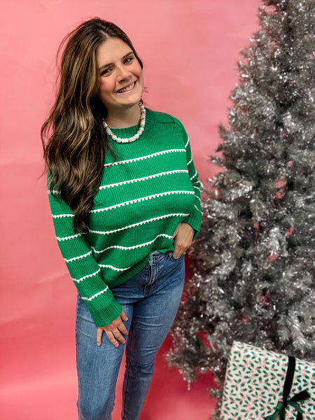 Evergreen Cheer Stripe Sweater