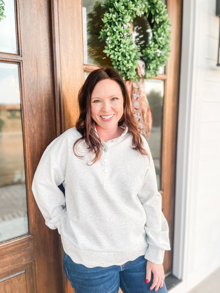 Heather Gray Scalloped Pull Over