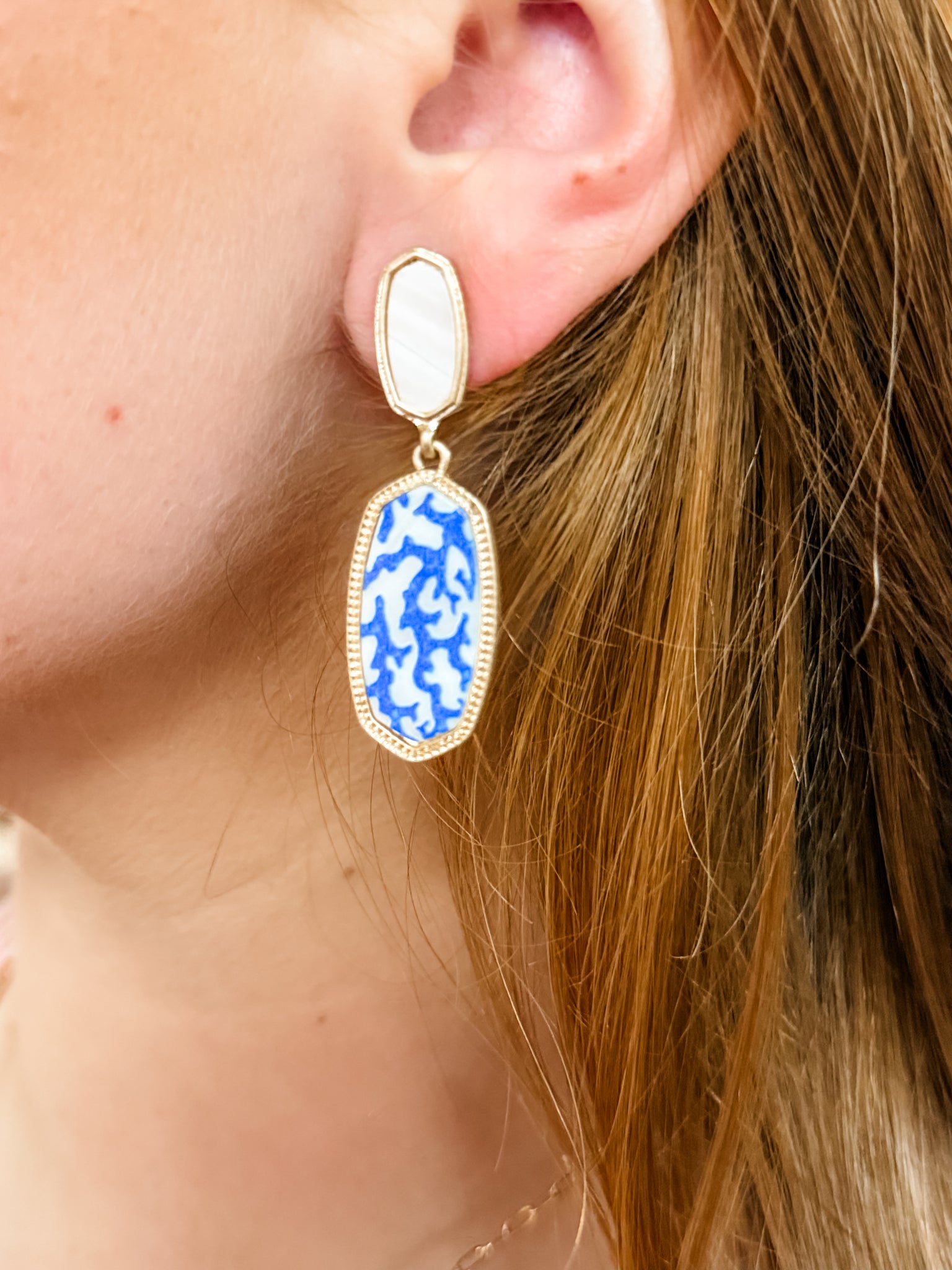 Blue Patterned Earrings