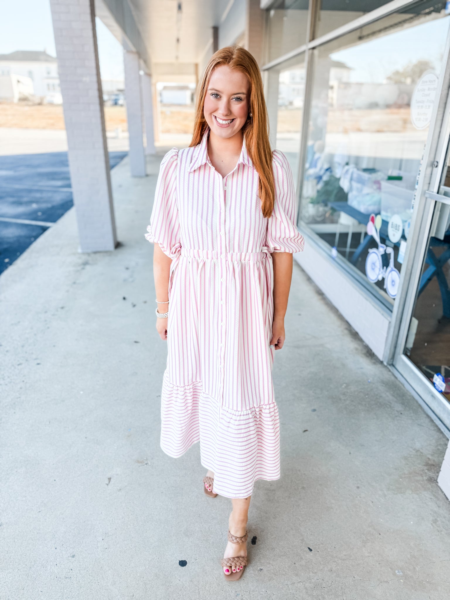 Pink Striped Tie Dress