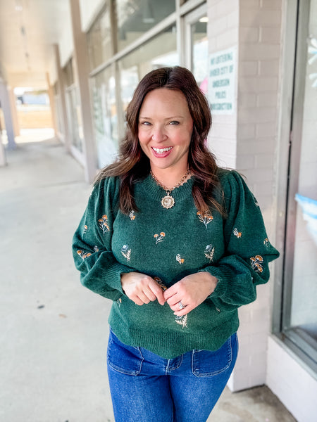 Meadow Whisper Embroidered Sweater