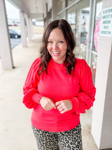 Coral Breeze Lantern Sleeve Top