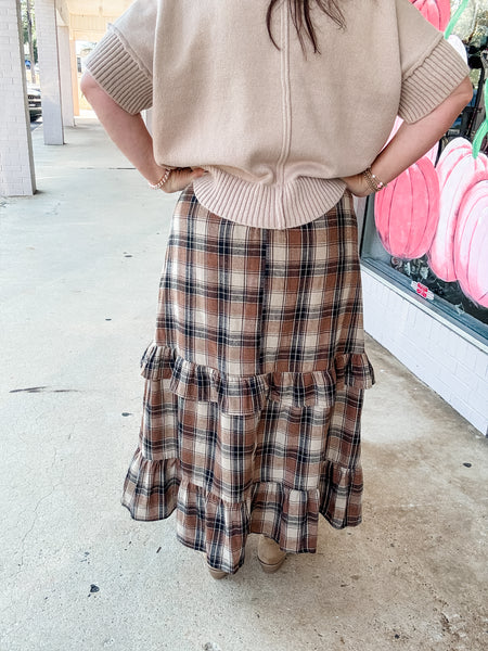 Rustic Plaid Ruffle Skirt