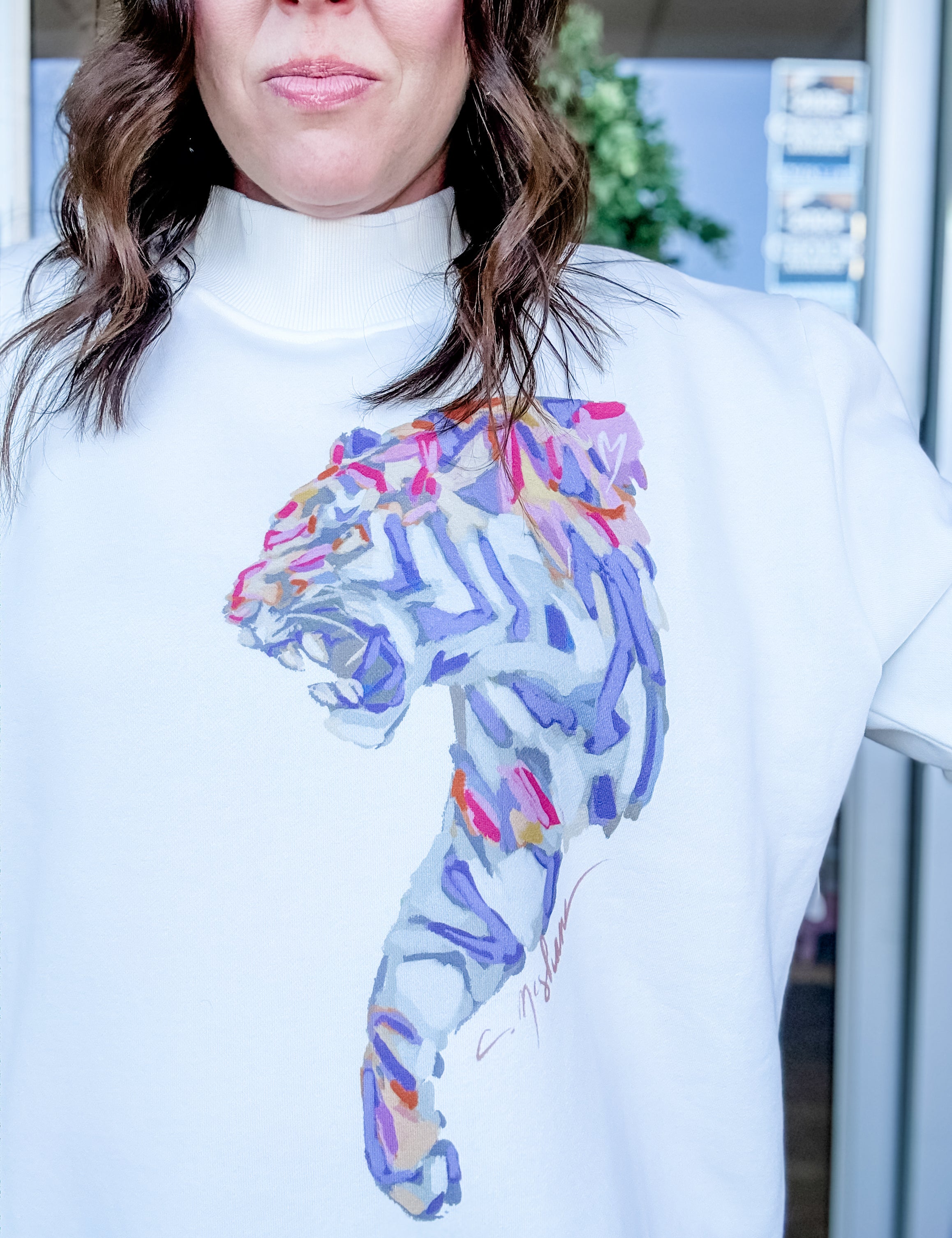 Painted Tiger Sweatshirt – Pink & Purple Colorway