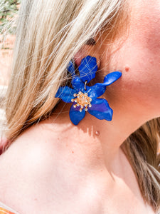 Flower Statement Earring:  blue