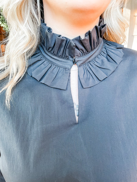 Ruffle Neck Top:  Karlie