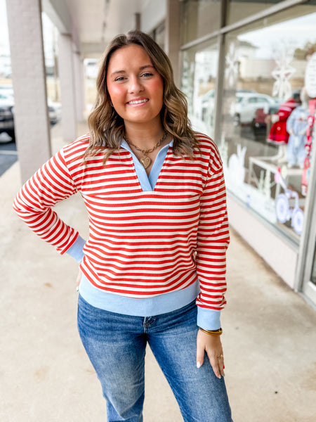 Sunset Harbor Stripe Pullover