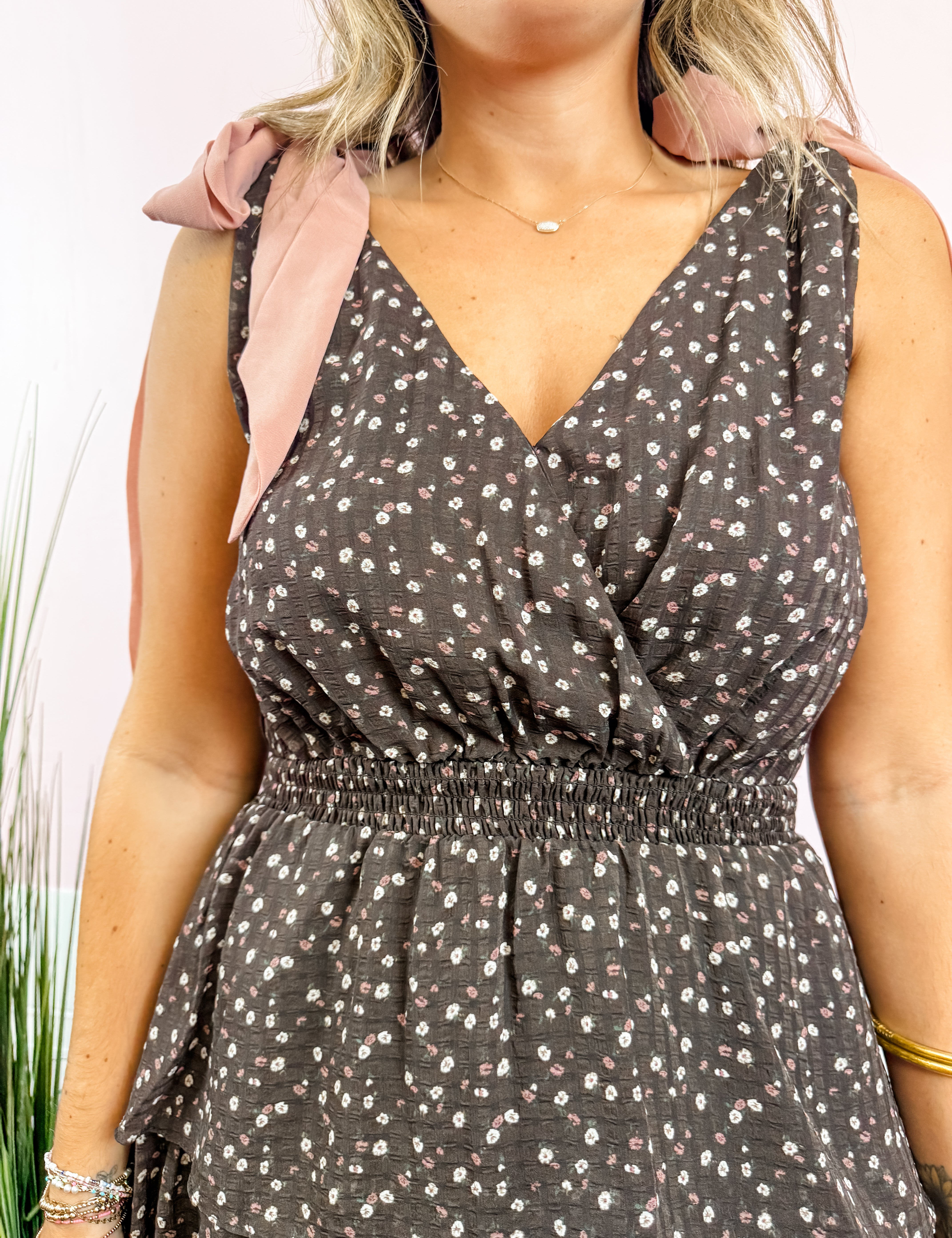 Cacao Floral Tiered Ruffle Maxi Dress