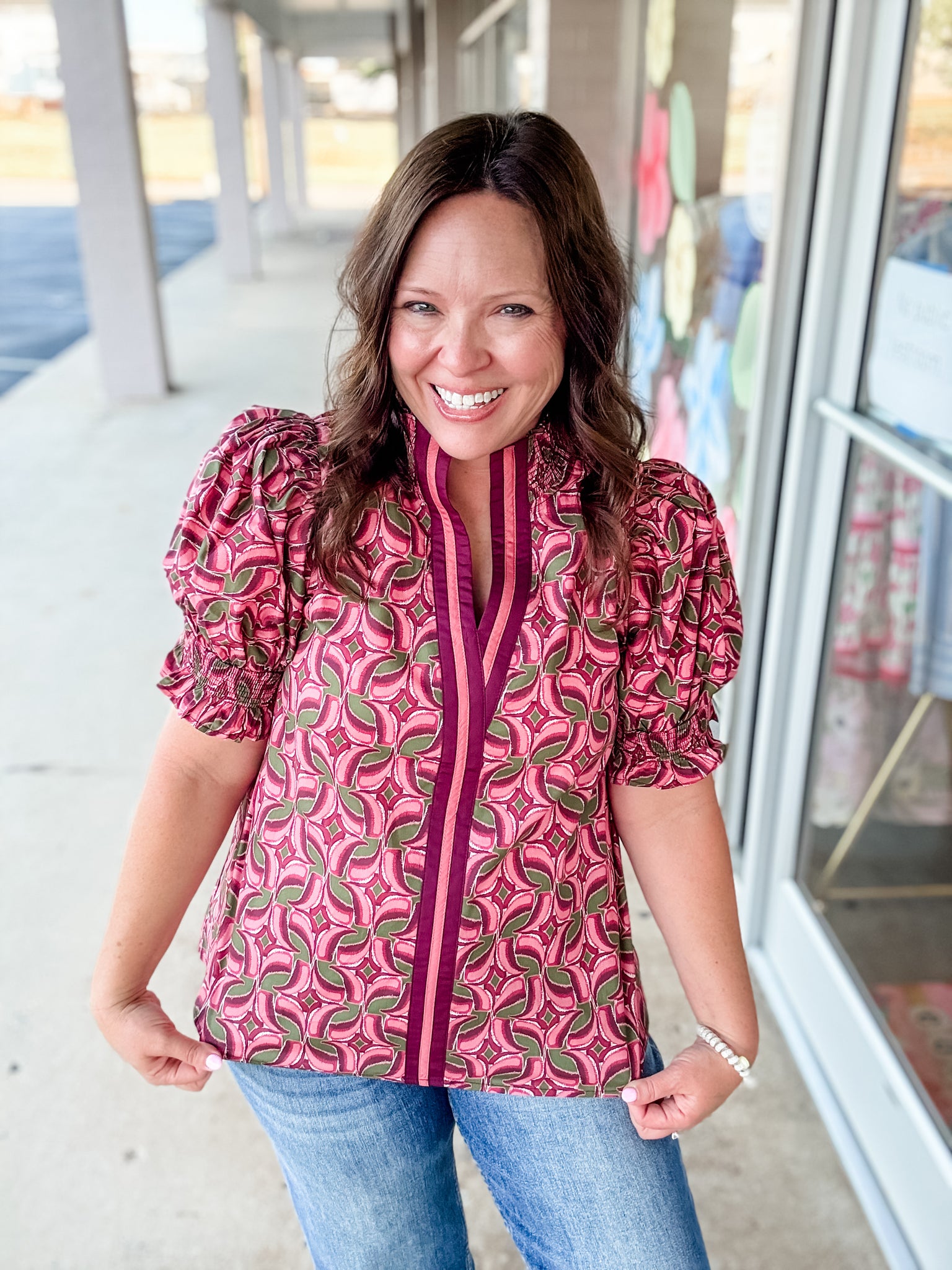 Pink & Olive Blouse