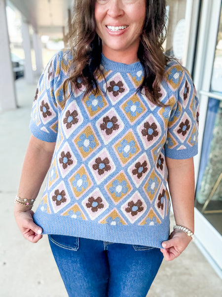 Seaside Retro Bloom Sweater