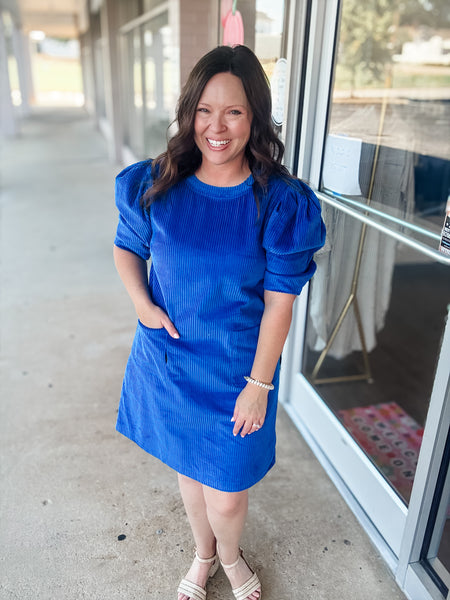 Electric Charm Corduroy Dress