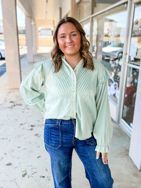 Sagewood Ruffle Blouse