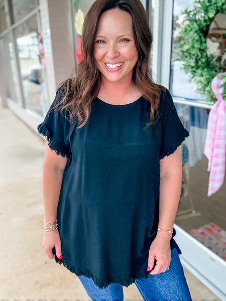 Black Fringe Top