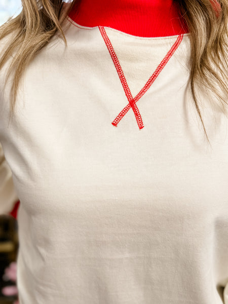 Candy Cane Cozy Mock Neck Sweatshirt