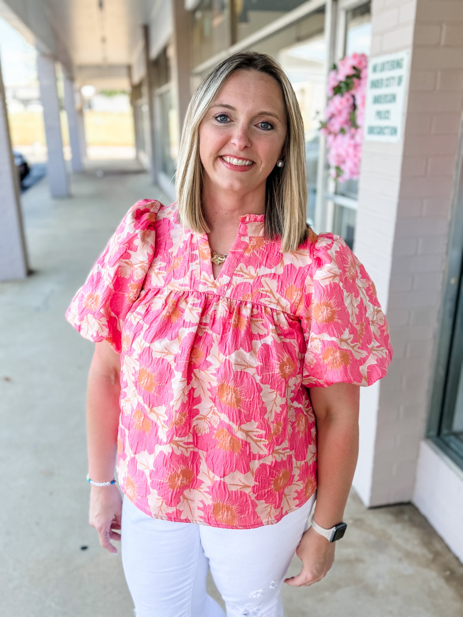 Pink & Orange Floral Top