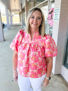 Pink & Orange Floral Top