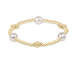 Enewton Signature Cross Admire Pearl Pattern 3mm Bracelet: Gold
