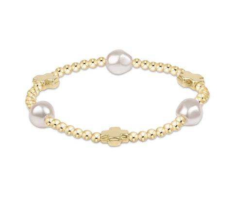 Enewton Signature Cross Admire Pearl Pattern 3mm Bracelet: Gold