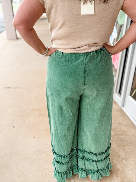 Forest Green Denim Darling Pants